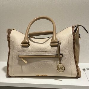 Michael Kors Cream and Brown Satchel